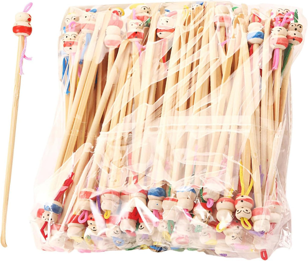 100Pcs Ear Pick, Ear Cleaners for Adults, Cute Doll Head Bamboo Earwax Remover Tool, Ear Wax Cleaner for Adults Child Ear Care