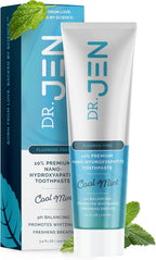 Dr. Jen Fluoride Free Toothpaste with 10% Premium Nano Hydroxyapatite, Xylitol & Glycerin, Remineralizing Daily Oral Care for Sensitive Teeth, Travel Essentials, Cool Mint, 1 Pack