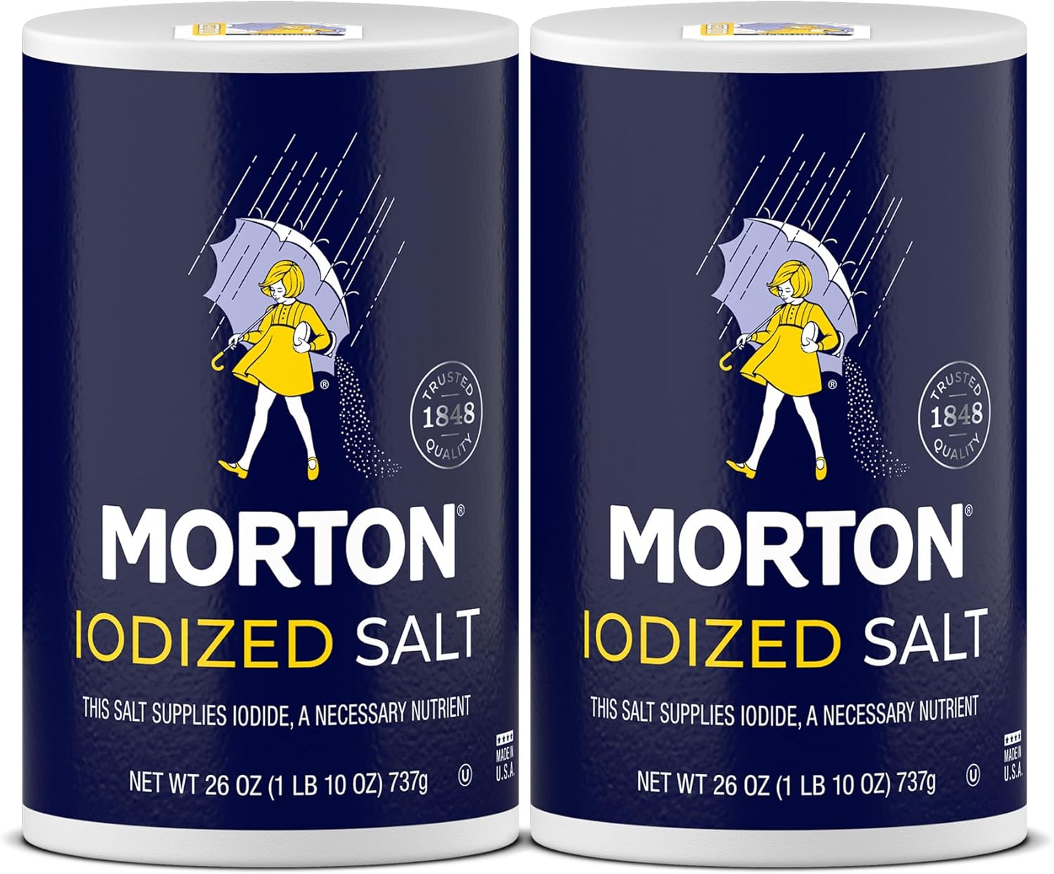 Morton Iodized Salt, All-Purpose, (26 oz), 2-Pack - All-Purpose, Perfect for Cooking & Table Use