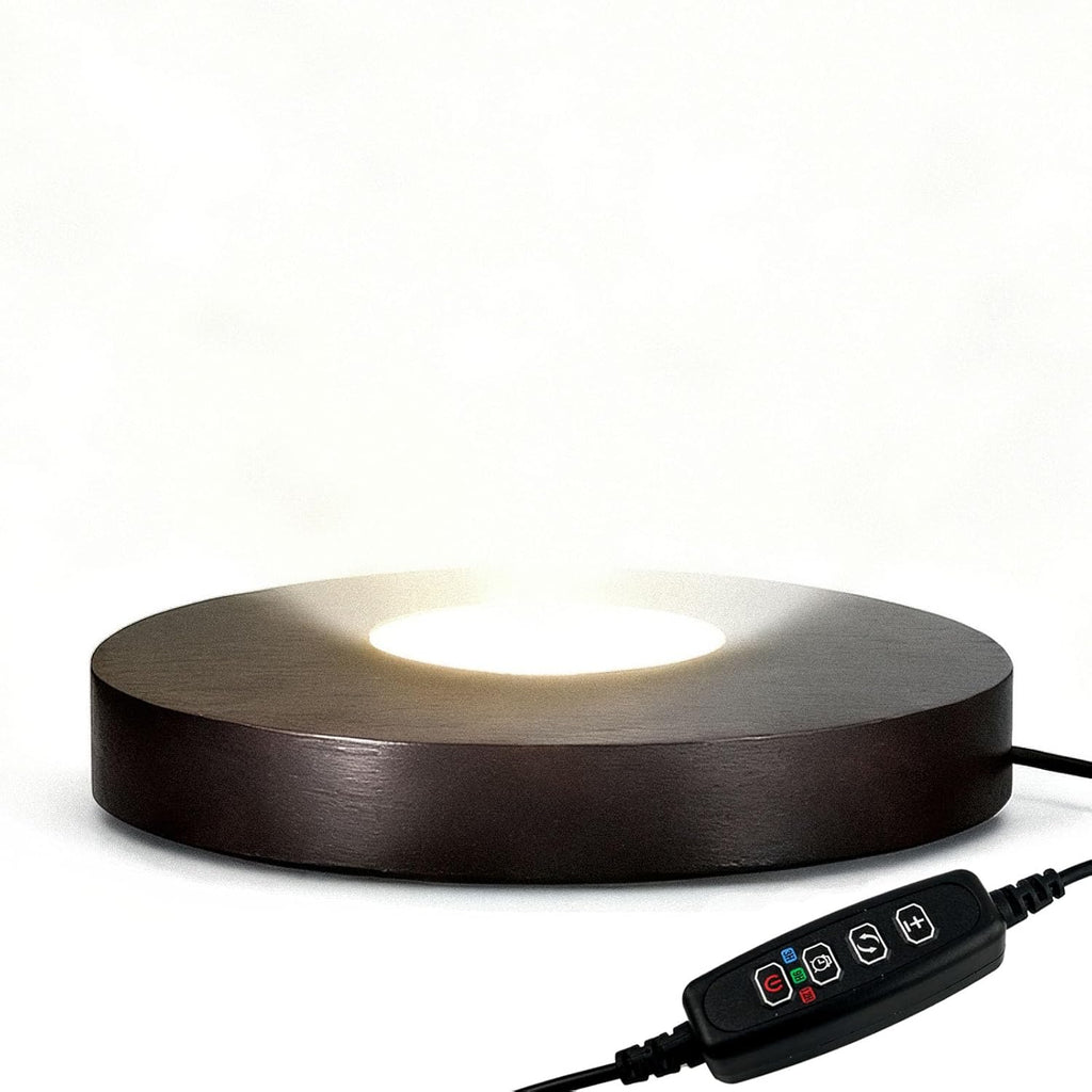 Wood LED Light Base - Crystal Display Base for Glass Art/Acrylic, 3 Light Modes with 10-Level Dimming & Auto Timer (Dark Brown, 5.9 inch)