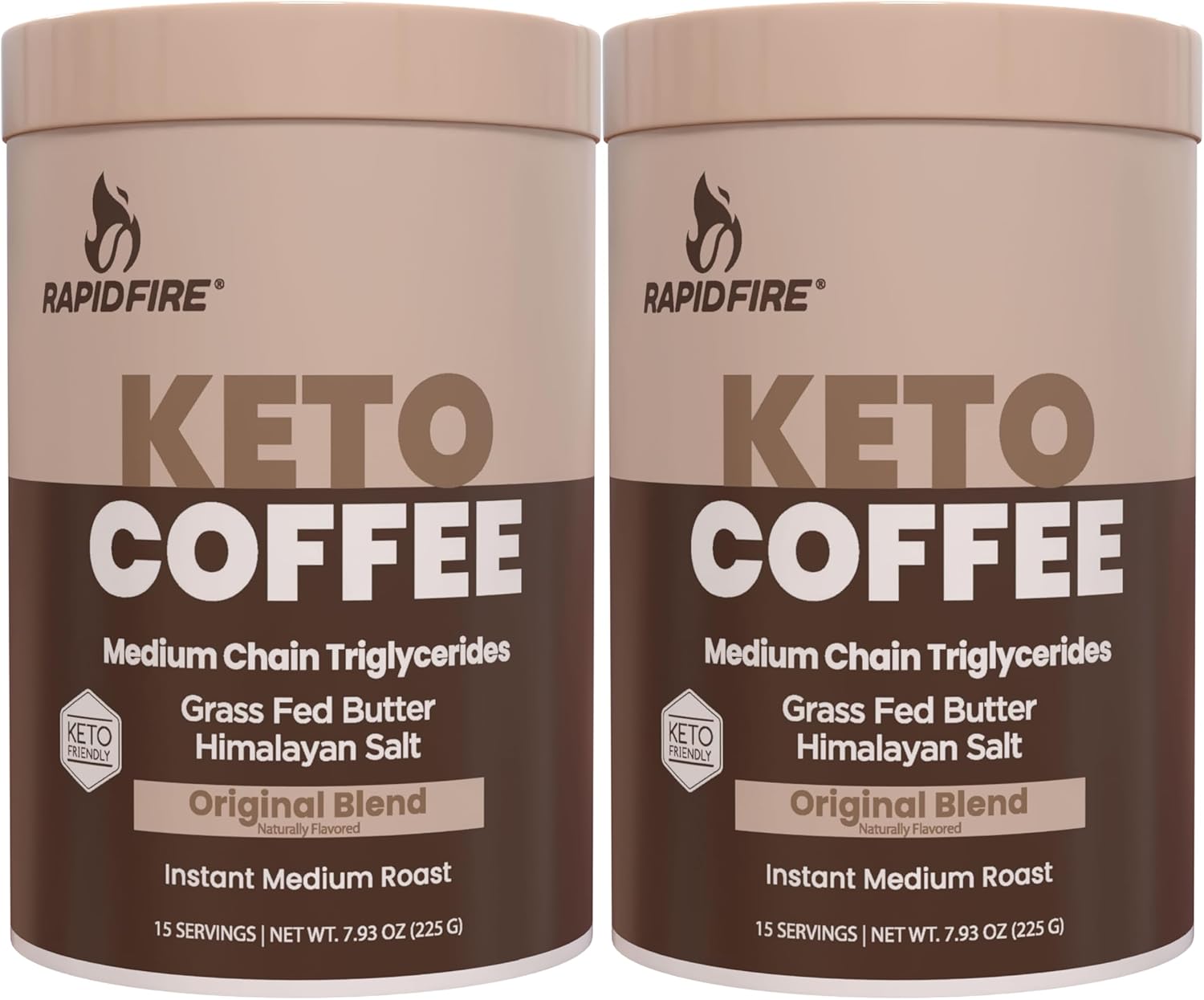 Rapid Fire Keto Coffee 2 Pack, Instant Keto with MCT Oil, Grass Fed Butter & Himalayan Salt – Low Carb Butter Coffee for Energy, Focus, Metabolism Support, Ketosis Lifestyle, 30 Servings, 2 Pack