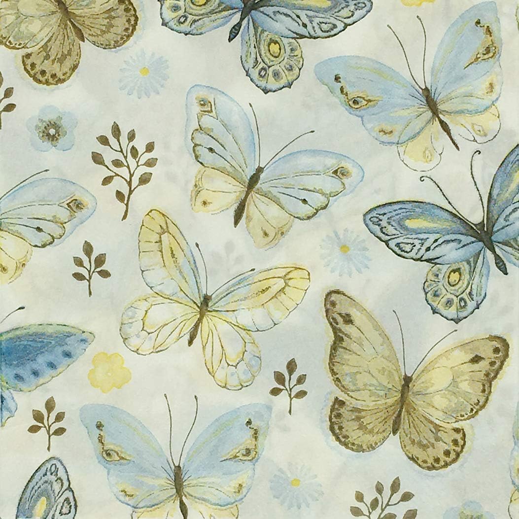 Zelten Colored Paper Napkins, 20 Count Shabby Chic Napkins for Wedding, Dinner Tea Party Shower (Butterfly)