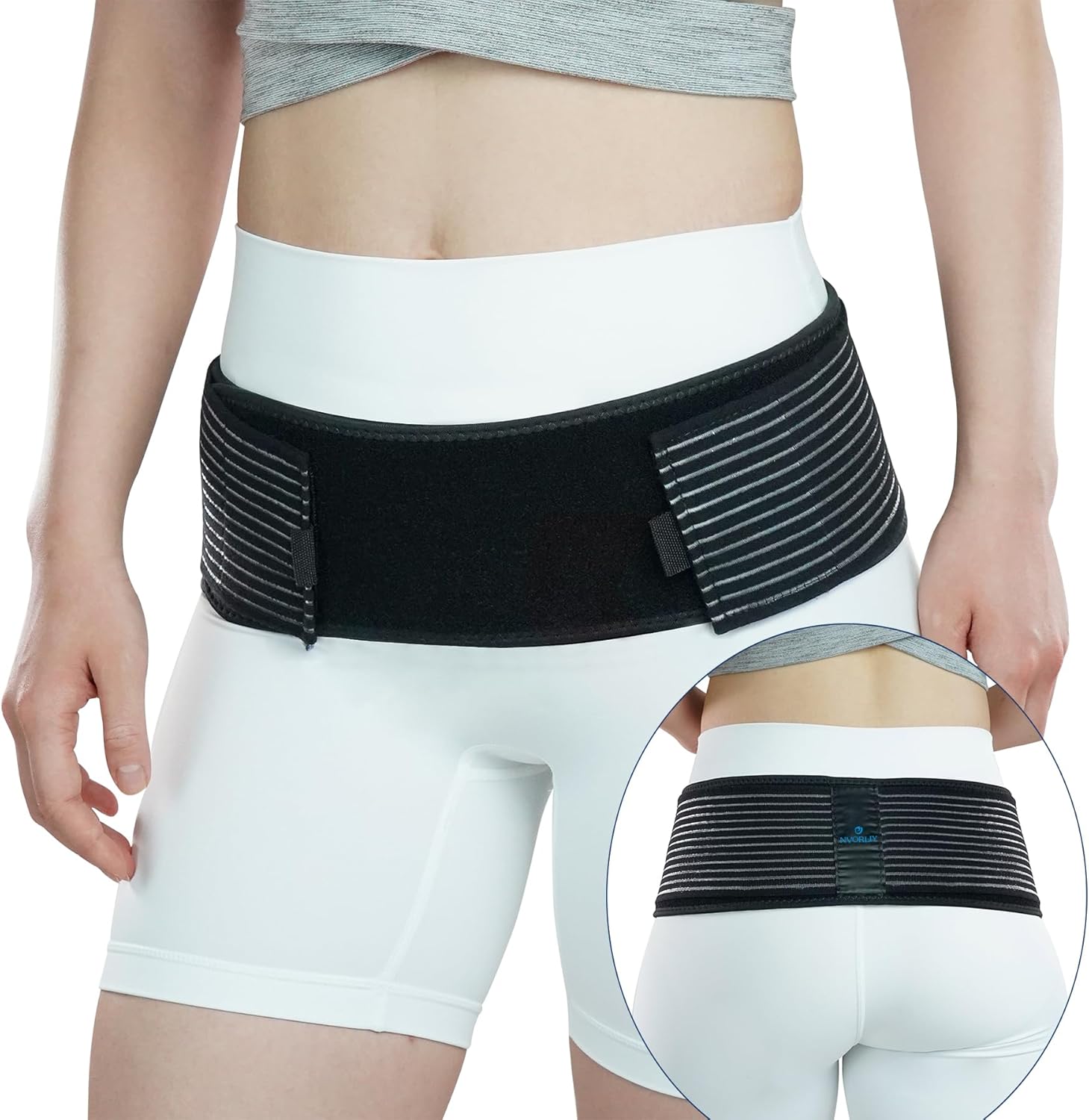 Nvorliy SI Joint Belt – Sacroiliac Pelvic Support for Lower Back, Hip, and Sciatica Pain Relief (L/XL)