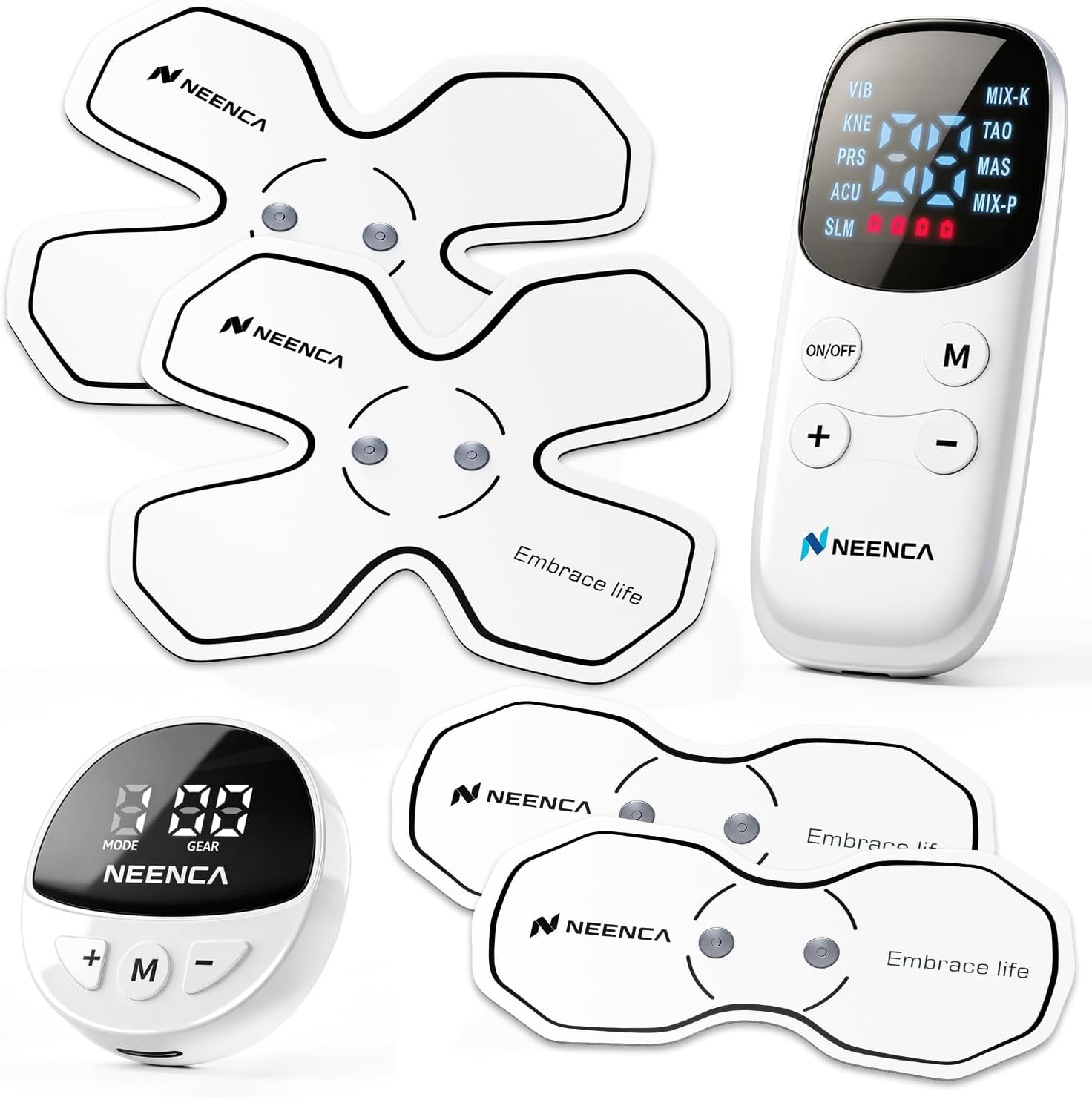 NEENCA Wireless TENS Unit Muscle Stimulator, Smart Rechargeable TENS EMS Muscle Massager for Knee/Shoulder/Back Pain Relief. 4 TENS Pads with Remote Control for Physical Therapy,9 Modes 19 Intensities