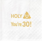 Joyiou 50 Pcs 30th Birthday Napkins, Holy You’re 30 Cocktail Luncheon Napkins for Thirty Birthday Party Decorations Favors Gifts for Men Women, 30 Years Old Table Decor Supplies, 2Ply 4.5x4.5 inches