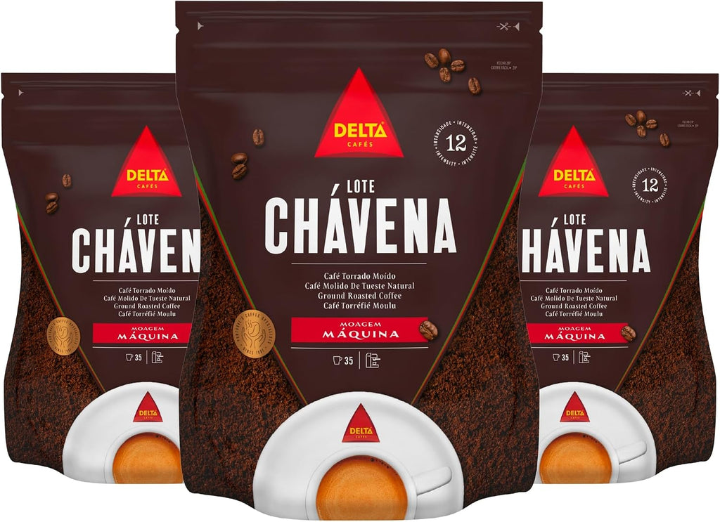 Delta Cafés Lote Chávena 250gr/8.8oz Ground Coffee - Pack of 3 - Smooth and Delicious Medium Roast Coffee, Espresso Machine Compatible, Universal Grinding