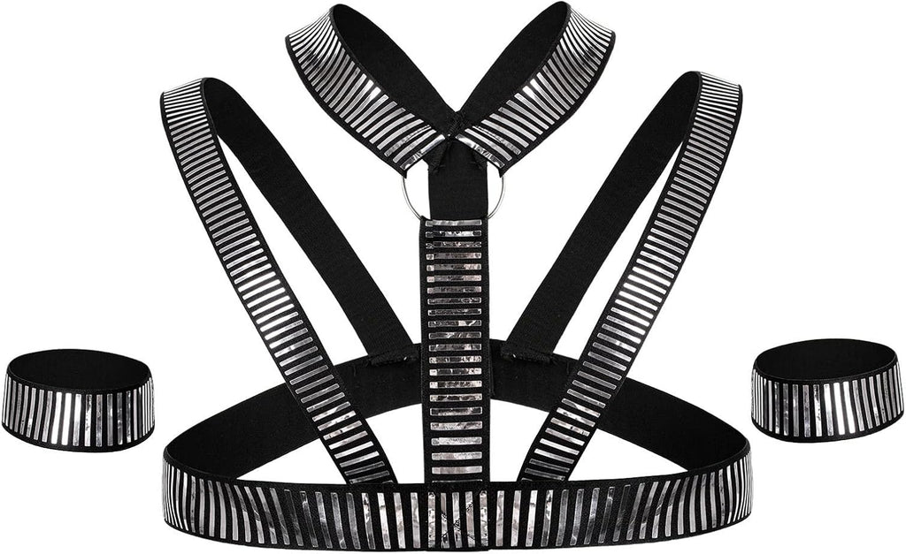 Men's Chest Harness Sexy Body Belt Bondage Punk Fancy Costume Fetish Erotic Clothing Accessories Silver