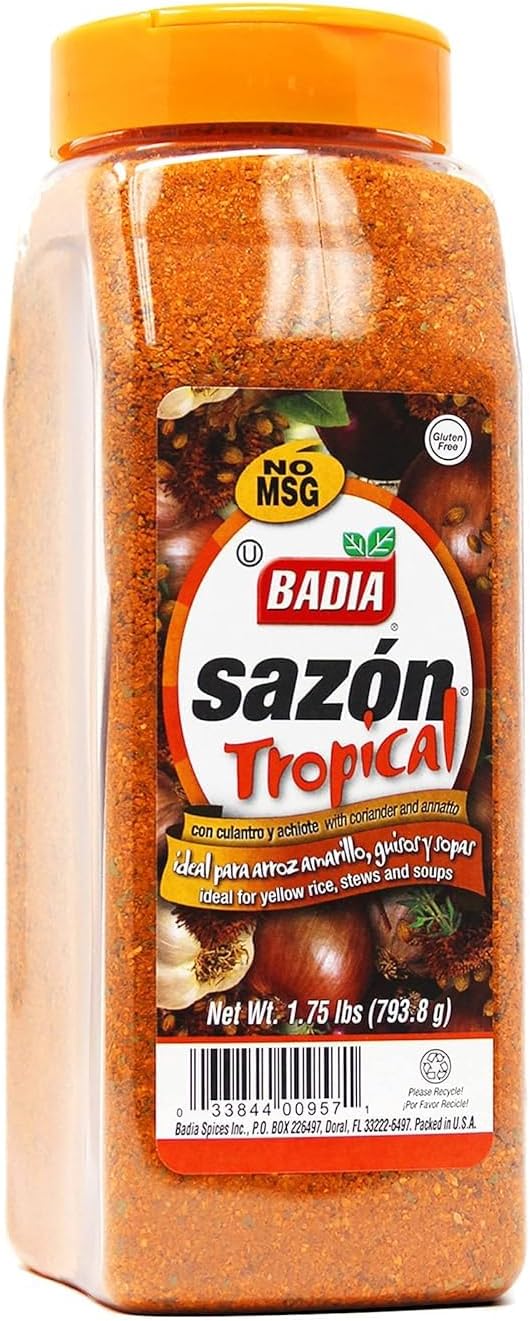 Badia Sazon Tropical with Coriander & Annatto, 28 oz – Authentic Latin & Caribbean Flavors, No MSG, Gluten Free