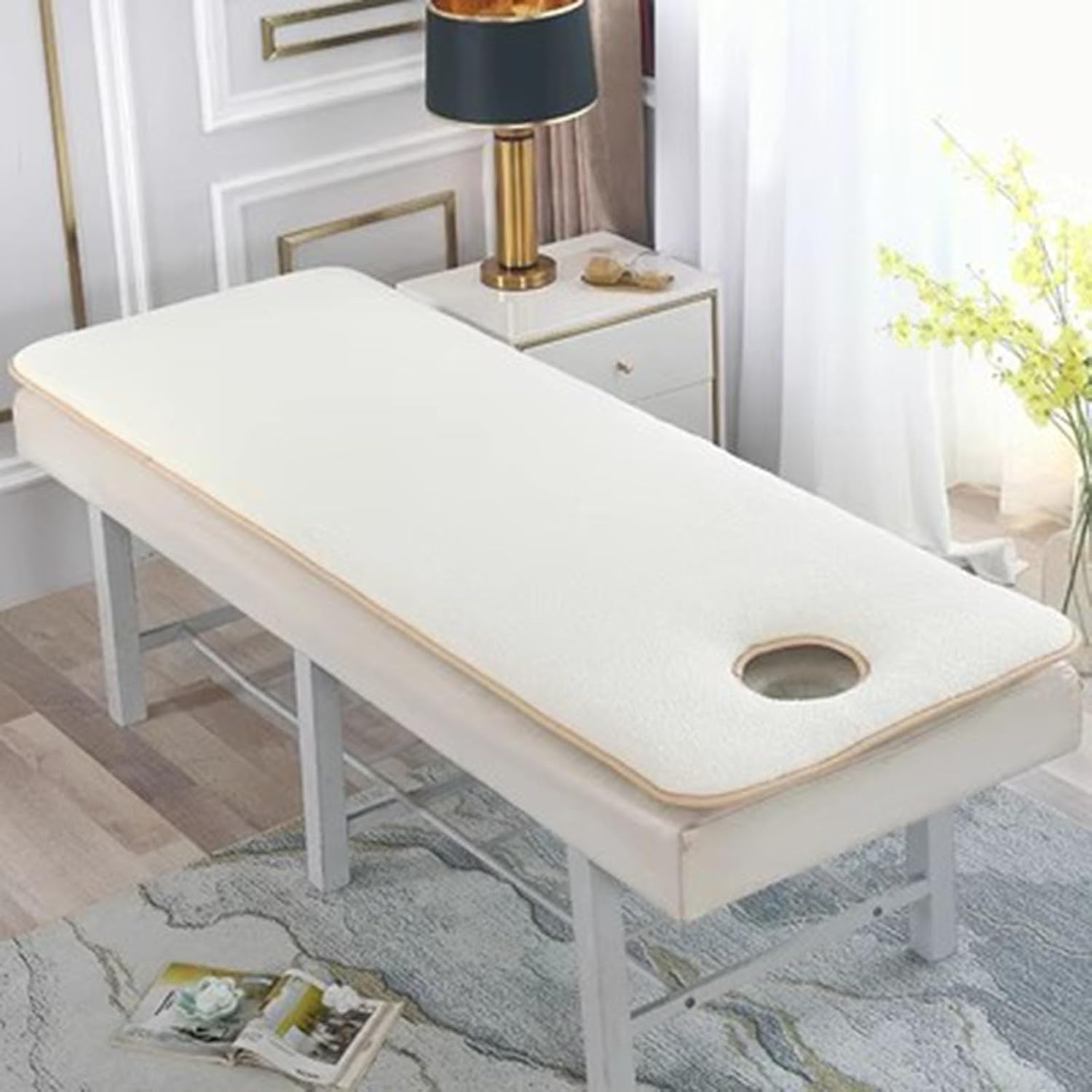 DAZULI Beauty Massage Table Mattress Pad Thickened Prevent Slip Spa Massage Bed Sheet Cushion Lash Bed Mattress Pad with face Hole and Elastic Fix Bands(Size:70x180cm,Color:A)