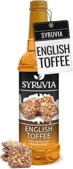 Syruvia Coffee Syrup, English Toffee Flavored Syrup for Drinks, Lattes, and Desserts – 25.4 fl oz