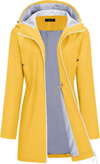 TCOT Rain Jacket Women Lined Raincoat Waterproof Windbreaker Jackets Hooded Raincoats Long Trench Coat
