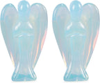 Artistone Opalite Crystal Guardian Angel Figurines Stone Decor Healing Crystals Set,Carved Gemstone Pocket Prayer Angel Statue Reiki Gifts Ornament(Pack of 2)