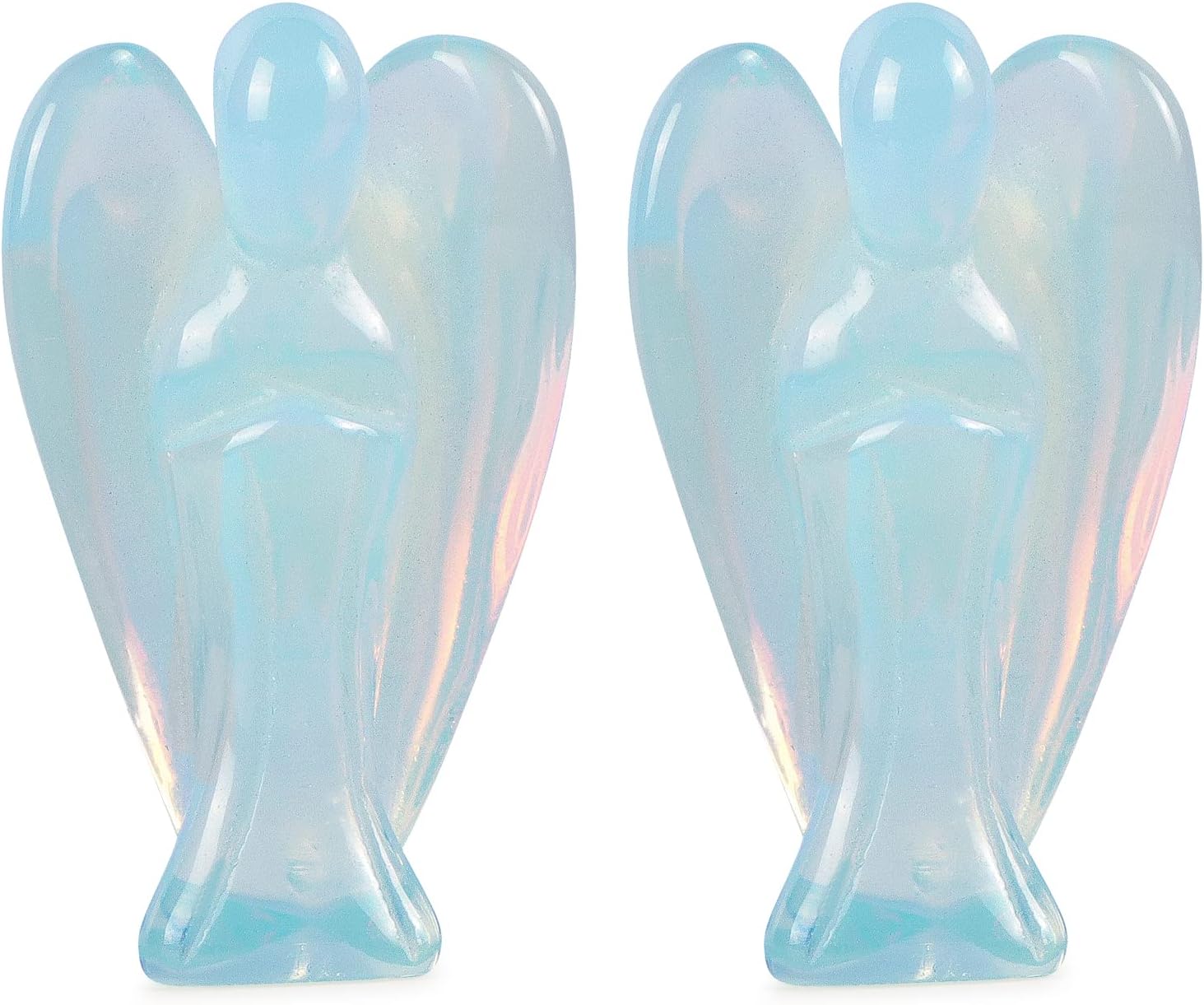 Artistone Opalite Crystal Guardian Angel Figurines Stone Decor Healing Crystals Set,Carved Gemstone Pocket Prayer Angel Statue Reiki Gifts Ornament(Pack of 2)