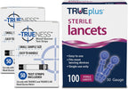 TRUENESS Blood Glucose Test Strips and Single-Use Sterile Lancets 33G, for Use with TRUENESS Family of Self-Monitoring Blood Glucose Meters, 100 Count Test Strips (2, 50-Count Boxes), 100 Lancets
