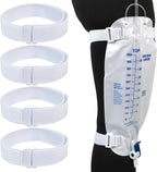 4 Packs Leg Bag Straps(White), Buckle-Type Hook and Loop Strap,Urine Drainage Bag Strap Catheter Leg Bag Straps with Soft Elastic Fabric Comfortable Silicone Grips for Men Women