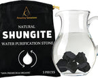 Amazing Gemstone Raw Shungite Stones Crystal Rock, Real Shungite Stones for Water Purification - 30-70mm Piedra Shungite Original (5 Pieces)