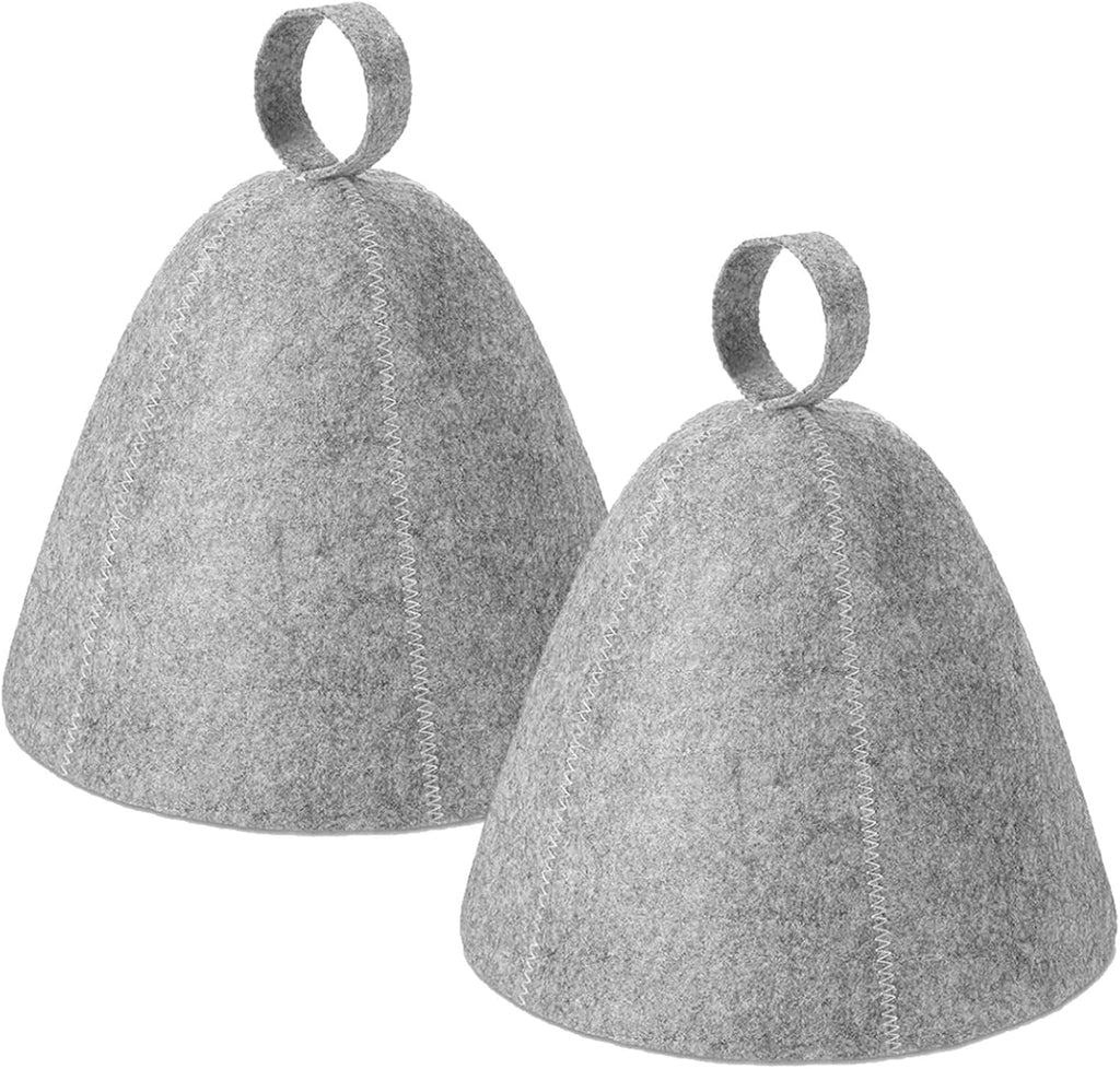 2 Pack Sauna Hat for Men Women, Head Protection Wool Felt Sauna Cap, Russian Banya Cap Headwear for Steam Bath-House Hot Room The-rapy & Sweat Sessions Accessories(Size:2pcs) Grey