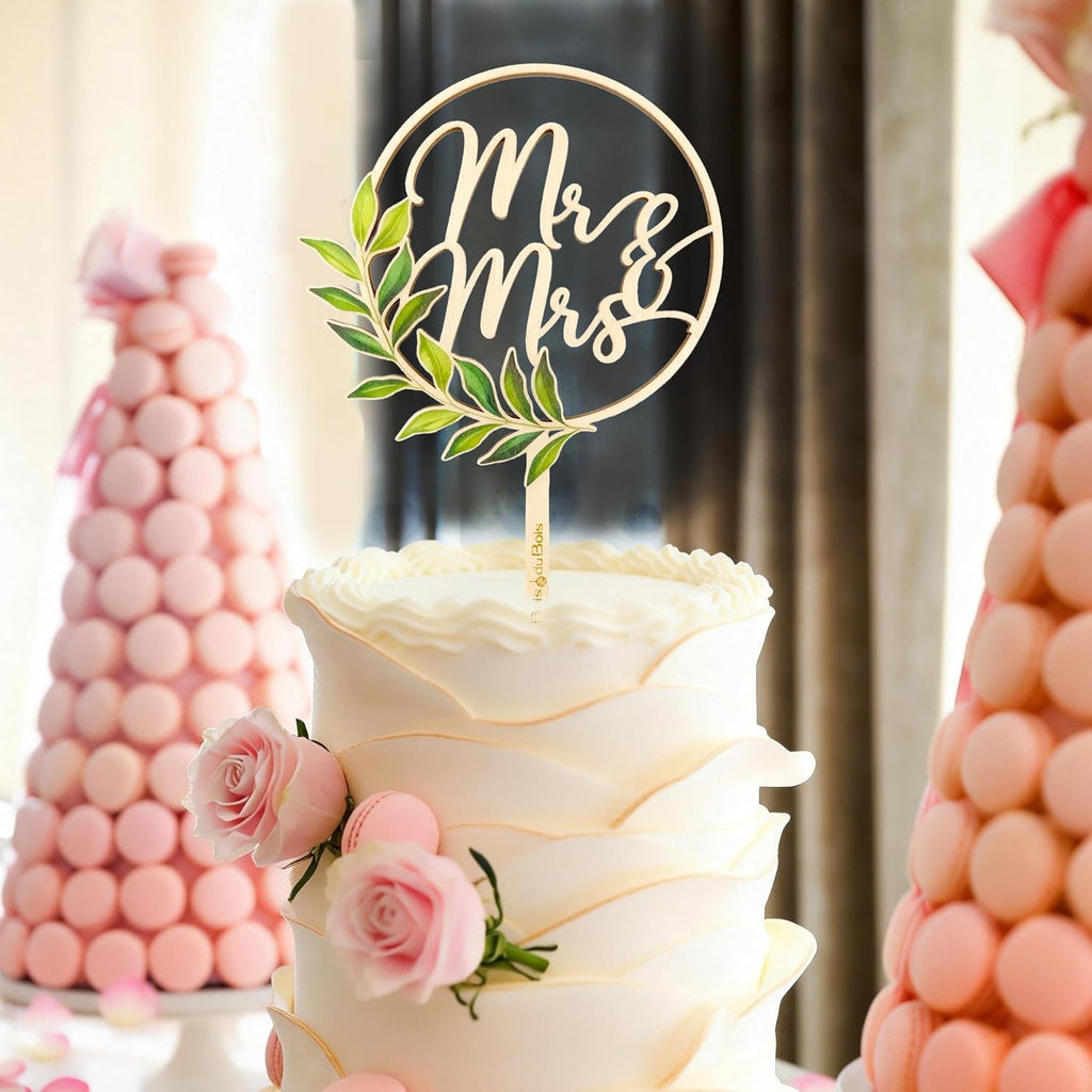 Classy Handcrafted Wooden Mr and Mrs Cake Topper, Rustic Wedding Cake Decoration, Eco-Friendly Topper for Engagement, Anniversary, or Bridal Shower