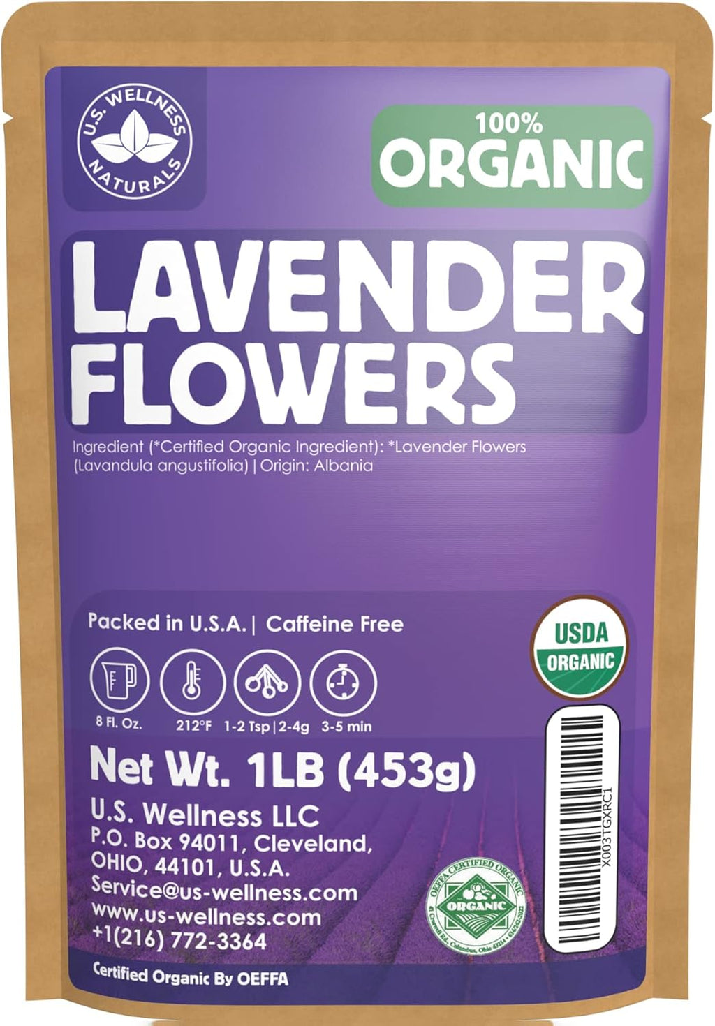 Lavender Tea 1LB (16Oz) 100% Certified Organic| Lavender Flowers Dried | Loose Lavender Tea| Perfect for Tea, Baking, Lemonade, DIY Beauty, Sachets & Fresh Fragrance | 100% Raw Albanian Harvest |