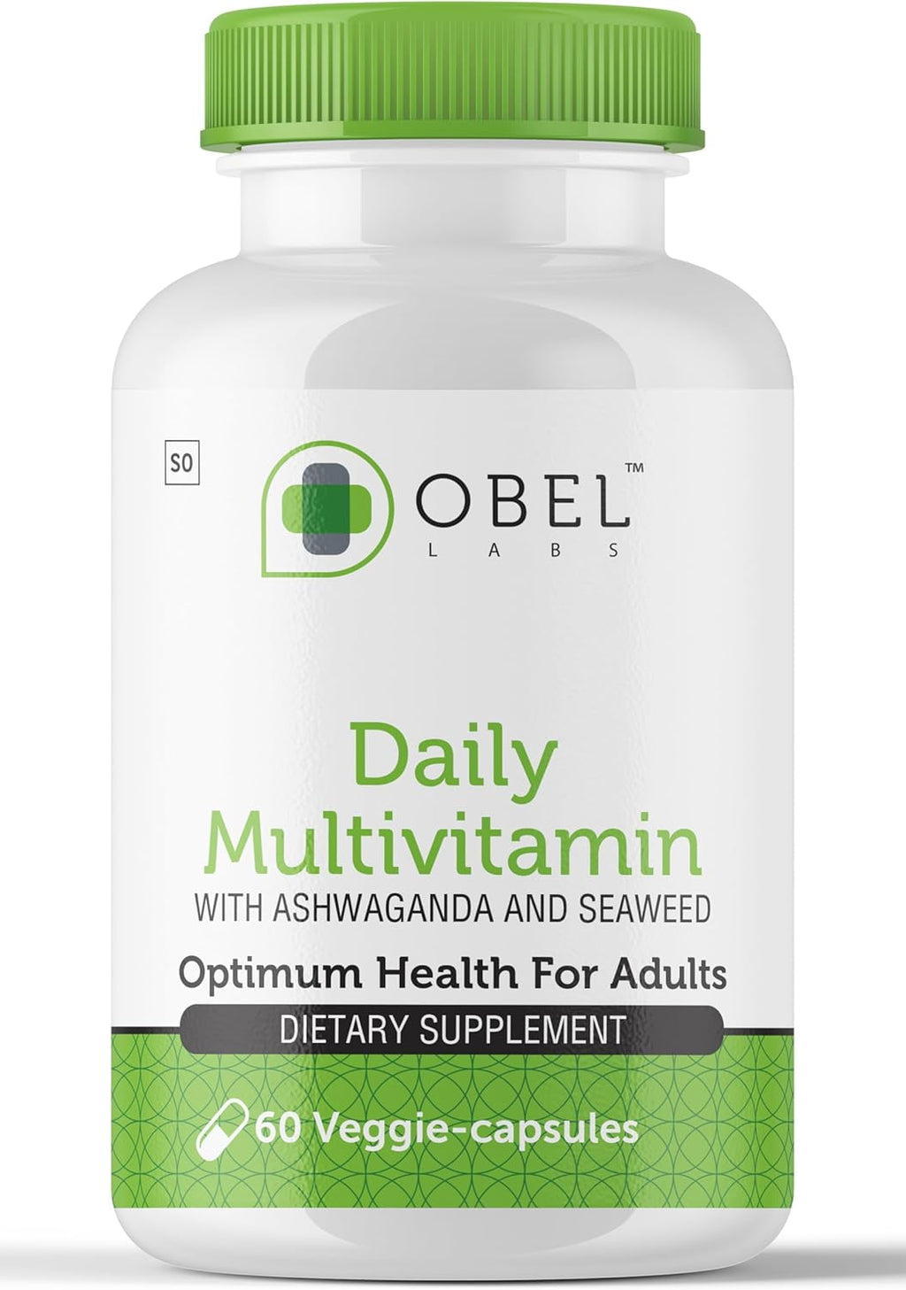 Obel Daily Multivitamin with Ashwagandha & Seaweed | Stress Relief + Energy + Thyroid Support | Complete Vitamins & Minerals | 60 Capsules (30 Day Supply)