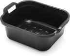 Addis 517936 Large Rectangular 10 Litre Washing Up Bowl with Handles, Black, 39 x 32 x 14 cm