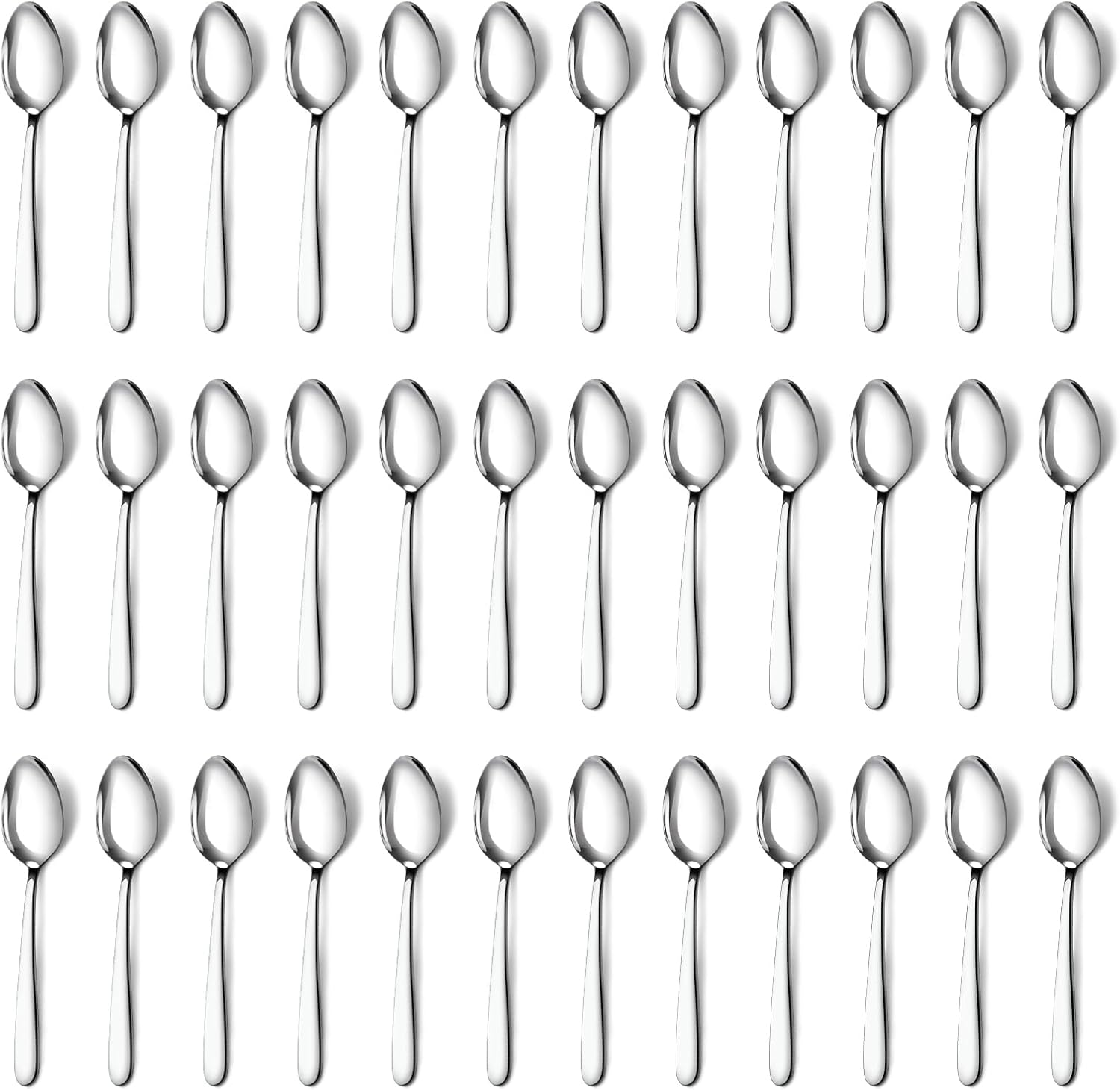 Pleafind 36 Pieces Teaspoons Set (6.2 inch), Spoon Silverware, Stainless Steel Tea Spoons, Mirror Polished Small Teaspoon, Dessert Spoons for Home, Kitchen, Restaurant, Dishwasher Safe