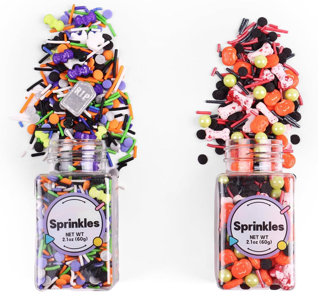 Edible Halloween Sprinkles, Tombstone Cupcake Toppers, Halloween Cake Decorations, Bloody Candy Bones, Pumpkin Cupcake Toppers, Ice Cream, Cookies, Macaron, Chocolate, Cakecicles(120g/4.2oz)