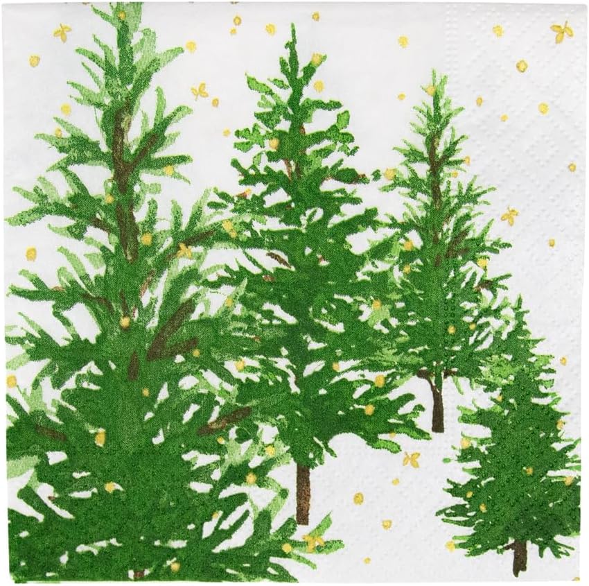 Caspari White Christmas Cocktail Napkins - 20 Per Package