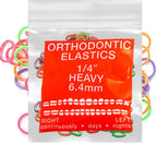 Neon Non-Latex 100 counts Intraoral Elastic Bands Orthodontic Elastics Dental Rubber Bands Made in US Heavy 1/4'', Neon