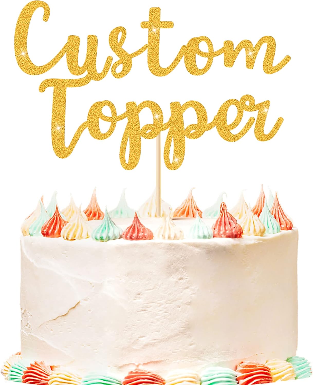 Personalized Cake Topper Birthday Cake Toppers 11 Colours Wedding Cake Topper with Any Text Age Glitter Double Sided Cake Decoration for Anniversary Baby Shower Graduation(Gold)