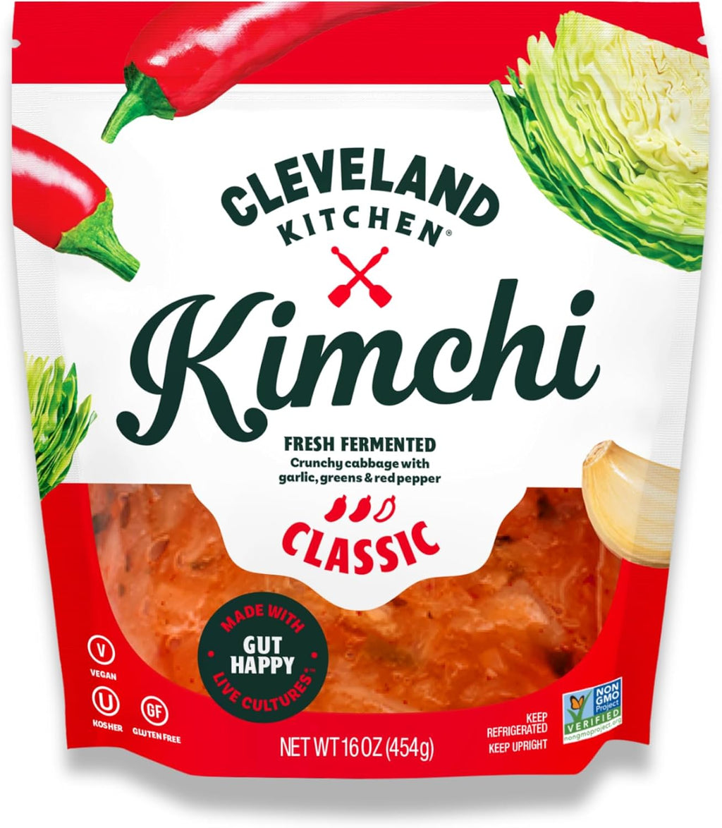 Cleveland Kitchen Classic Kimchi - Lightly Fermented Vegetables, Crunchy & Delicious with a Hint of Spicy, Live & Natural Probiotics, 16 oz