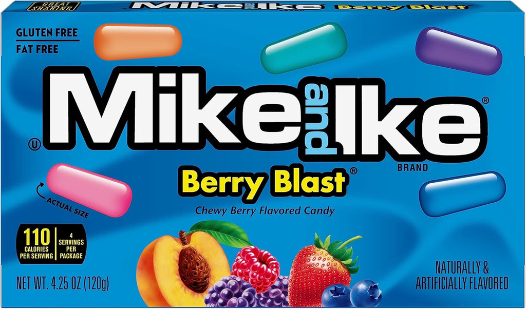 Mike and Ike Candy, Berry Blast, 4.25oz Theater Box, Pack of 12