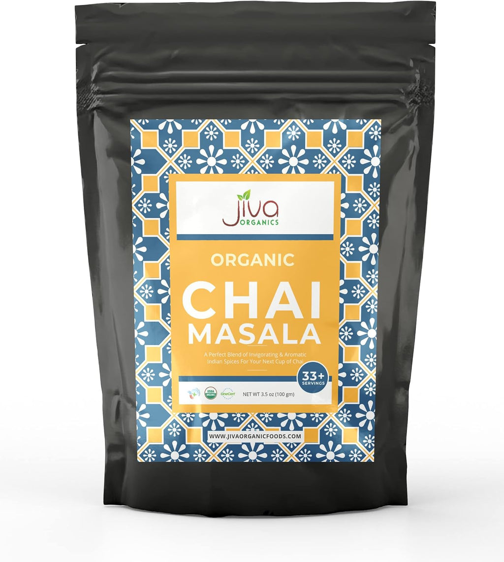 Jiva Organic Traditional Masala Chai Tea Powder Spice Blend 3.5 Ounce - Made with All Organic Spices - Easy Indian Tea Preparation