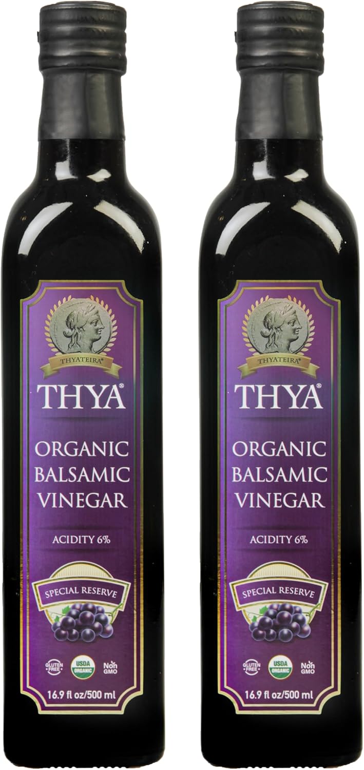 THYA Organic Balsamic Vinegar, Acidity 6%, USDA Organic, Non GMO, Gluten free, 16.9 Fl Oz. (Pack of 2)