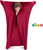 SANHO Sensory Body Sock,Large,9-12 Years Old,56''HX28''W,Good for Height:52"-61",Suitable for Autism & Sensory Processing Disorders,Updated Version,Wine red