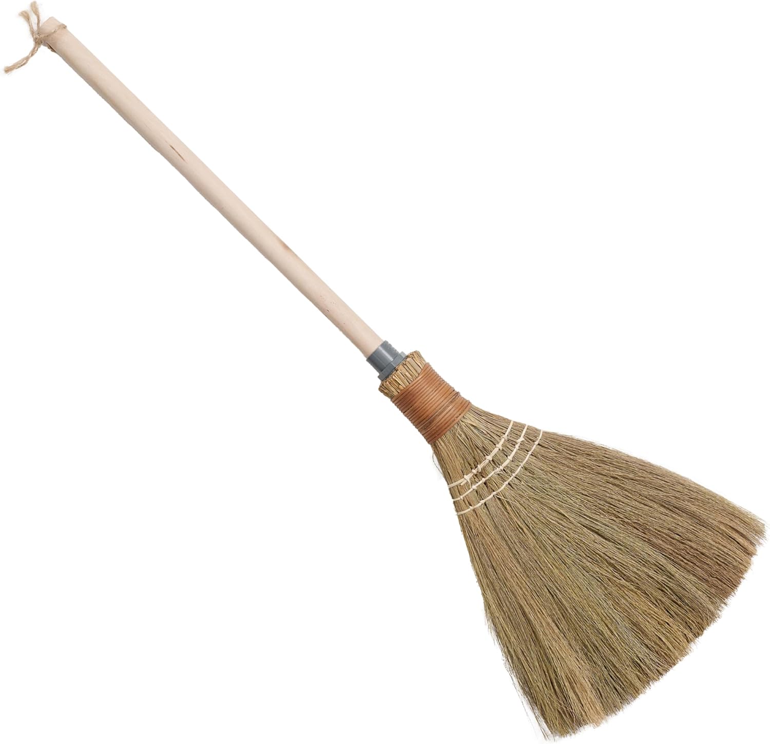 BMart Home Natural Whisk Sweeping Hand Handle Broom - Vietnamese Straw Soft Broom for Cleaning Dustpan Indoor - Outdoor - Decorative Brooms - Wooden Handle - 9.84'' Width, 27.55" Length