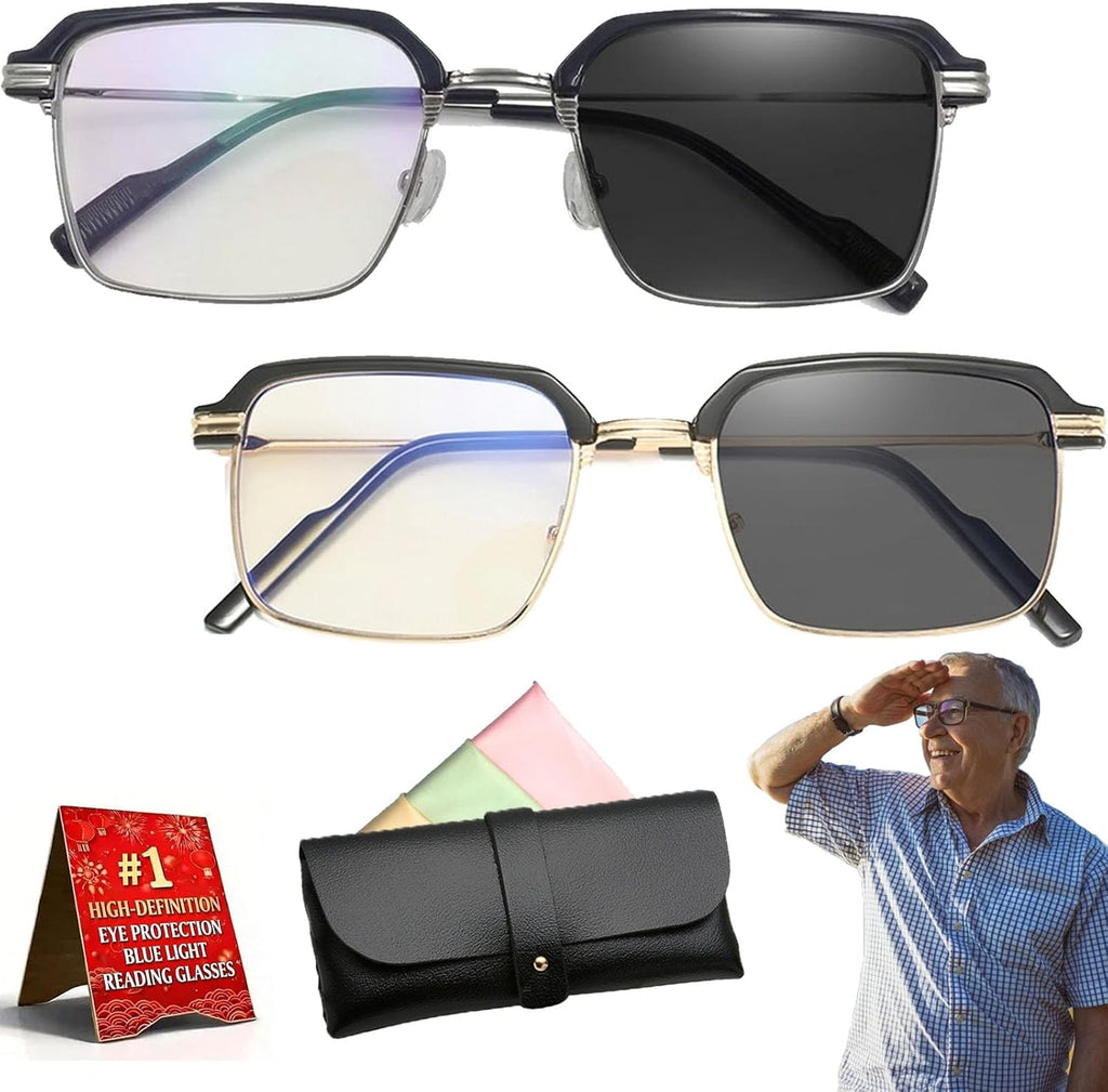 High-Definition Eye Protection Blue Light Filter Intelligent Zoom Progressive Lenses Reading Glasses for Men Women