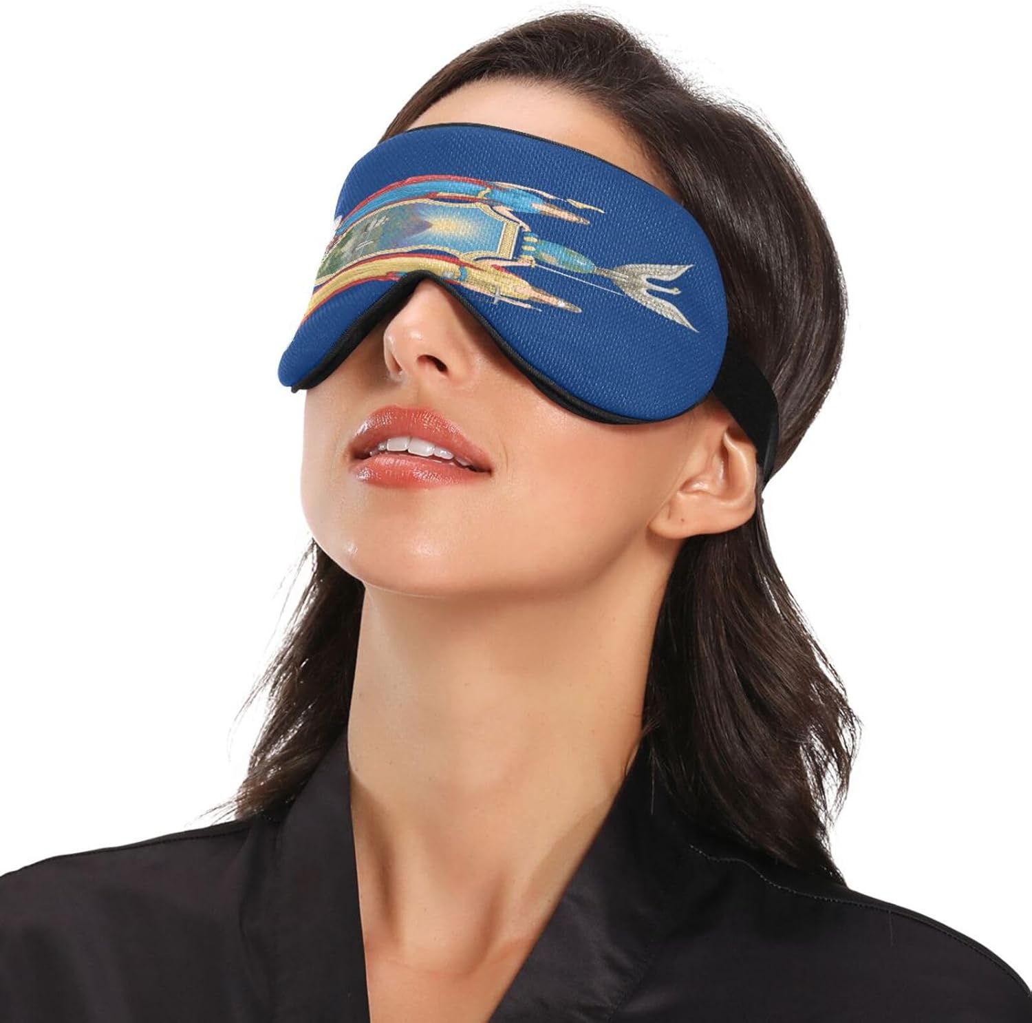 New York State Flag Travel Essential Sleep Mask for Side Sleeper with Elastic Adjustable Band Blackout with Adjustable Strap Sleep Mask for Side Sleeper Travel Home Nap Rest