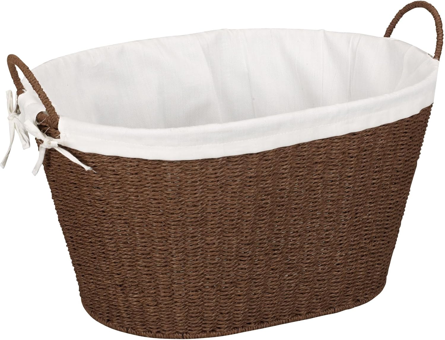 Household Essentials Paper Rope Woven Oval Laundry Basket, Brown