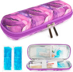 YOUSHARES Insulin Cooler Travel Case - Diabetic Insulated Organizer Portable Cooling Bag for Medication Cooling Insulation, Insulin Pen Case with 2 TSA Approved Travel Cooler Ice Pack (Marble Purple)