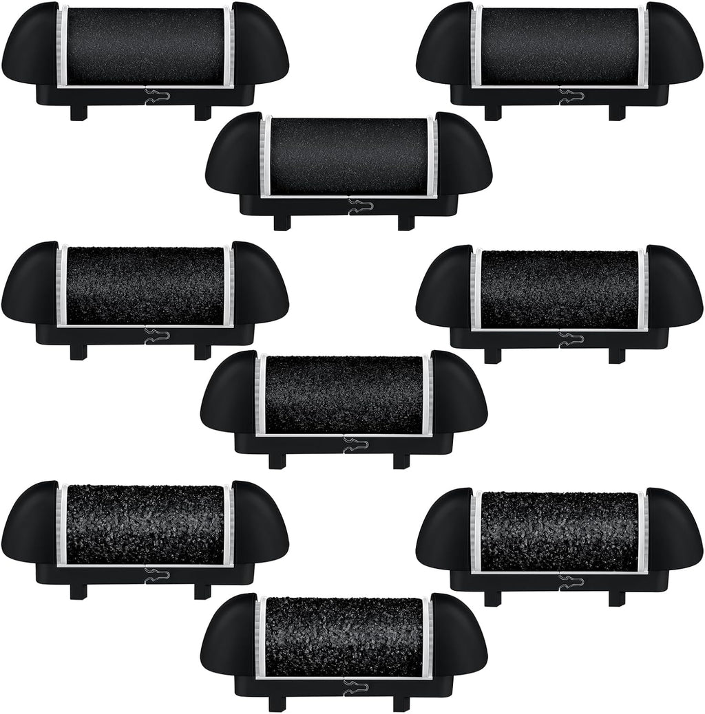 9 Pcs Different Replacement Roller Head for Electric Callus Remover Feet Pedicure Kit Care Foot Roller Refills Extra Coarse Regular Coarse Pedicure Tools for Dead Skin(Black)