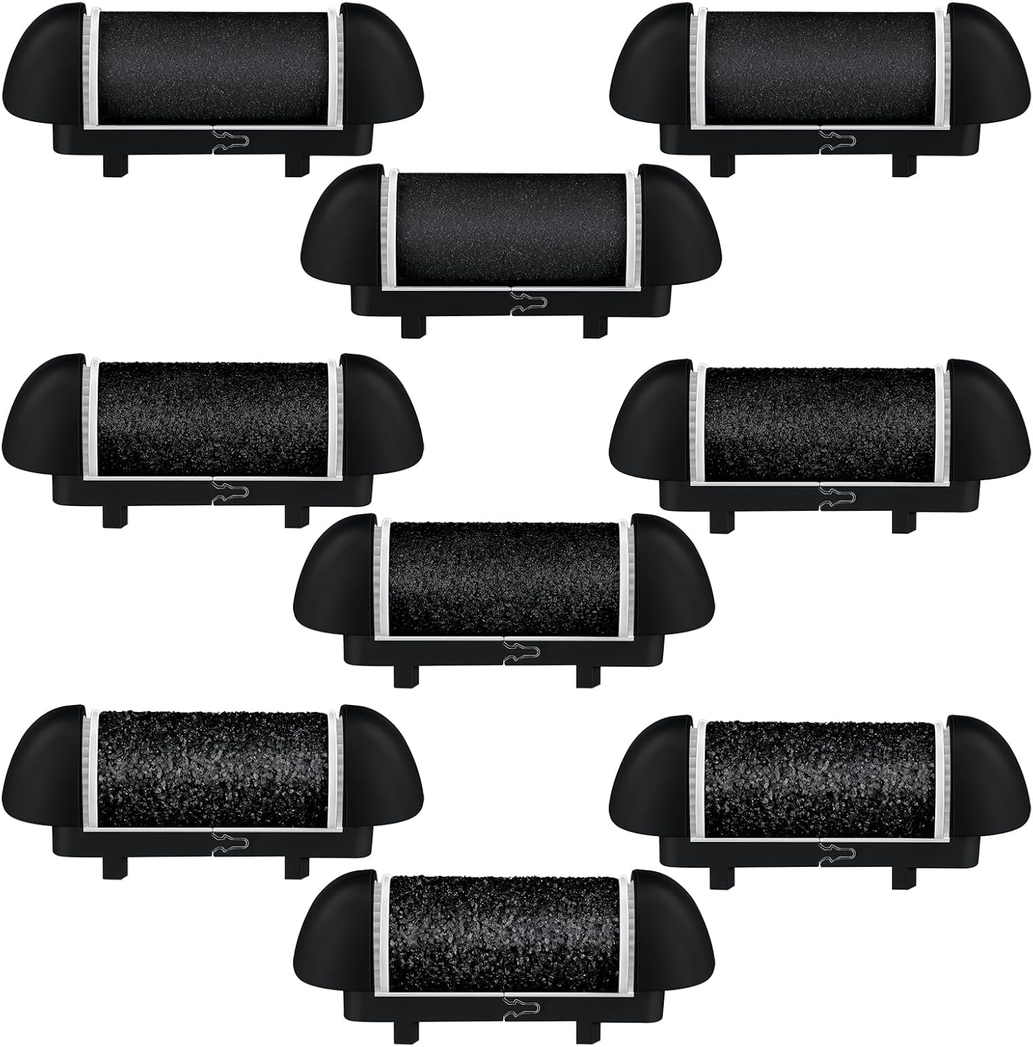 9 Pcs Different Replacement Roller Head for Electric Callus Remover Feet Pedicure Kit Care Foot Roller Refills Extra Coarse Regular Coarse Pedicure Tools for Dead Skin(Black)