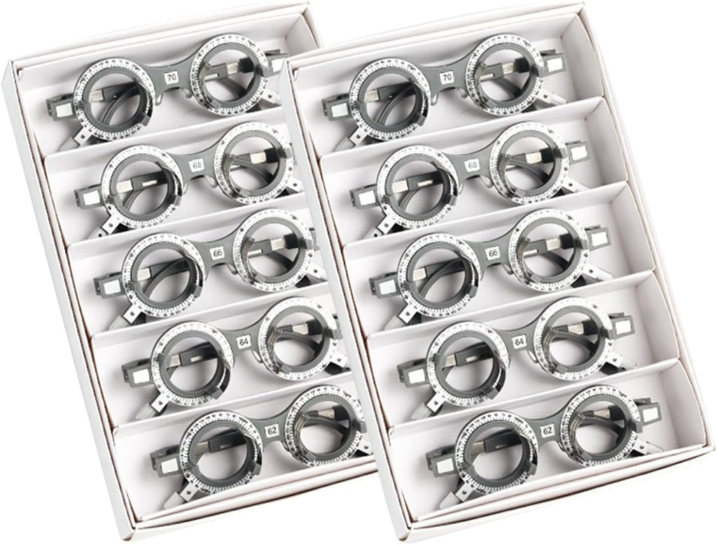 52/54/56/58/60/62/64/66/68/70mm PD Optical Optometry Trial Frame Trial Lens Frame Eyeglasses Optician Equipment 10 Pieces(Color:Grey,Size:a Set)