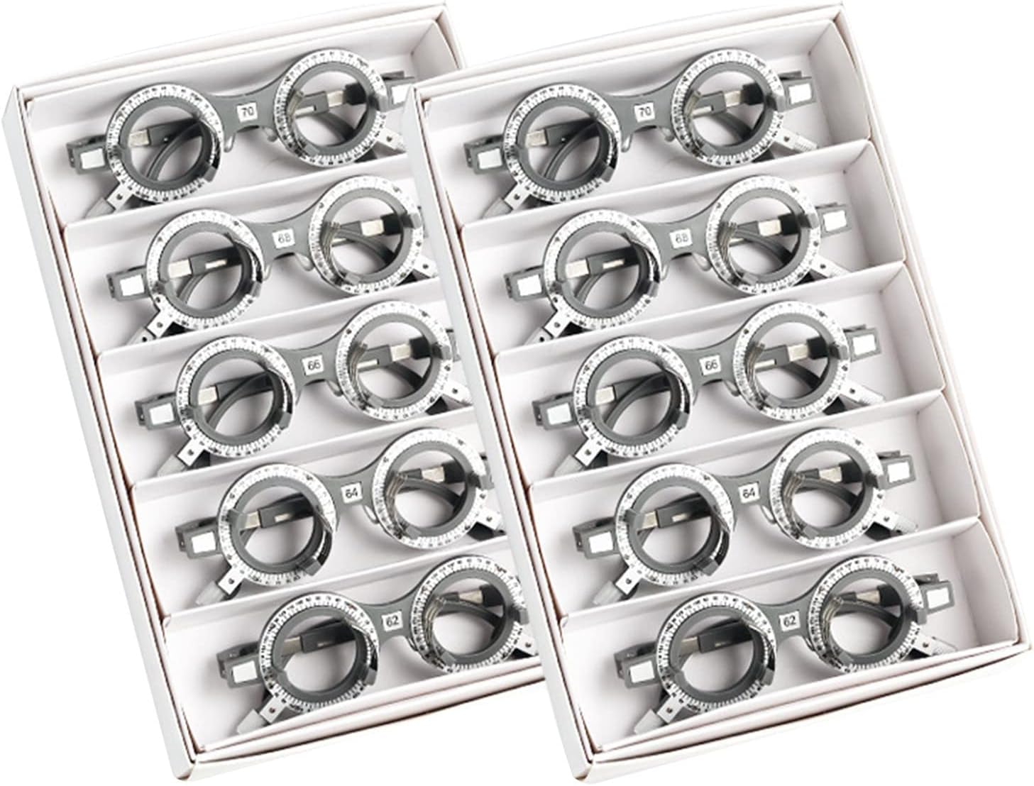 52/54/56/58/60/62/64/66/68/70mm PD Optical Optometry Trial Frame Trial Lens Frame Eyeglasses Optician Equipment 10 Pieces(Color:Grey,Size:a Set)