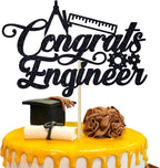 Congrats Engineer Cake Topper - Future Engineer/So Proud of You - Class of 2026 College Engineering Graduate Party Decoration Supplies, Black Glitter