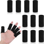 Dimeho 10 Pcs Finger Sleeves Protectors, Sport Finger Splints Elastic Thumb Splint Brace for Finger Support Finger Sleeves Compression Aid for Relieving Pain Arthritis Finger (Black)