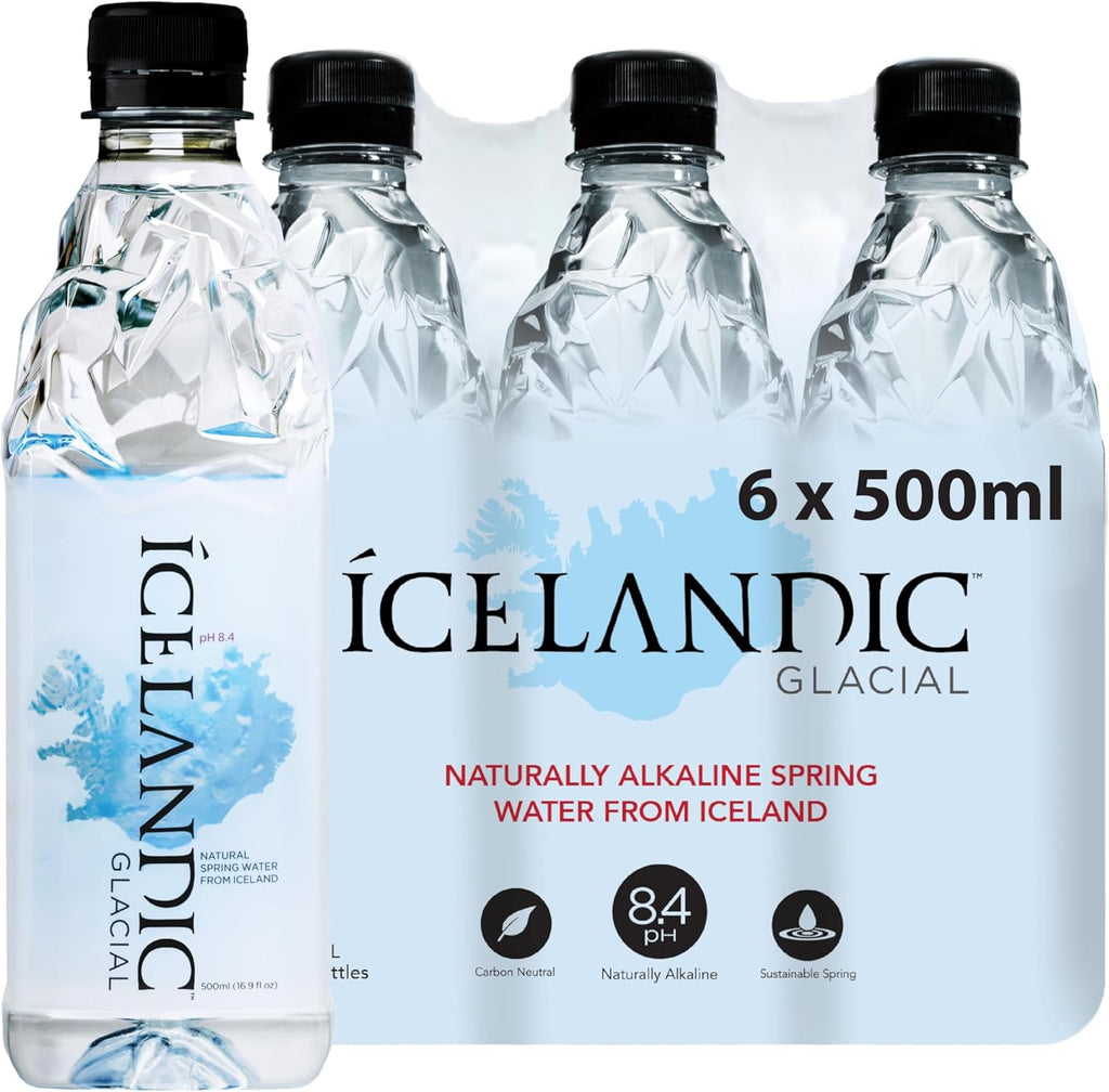 Icelandic Glacial Natural Spring Alkaline Water, 500 ml / 16.9 Fl Oz (Pack of 6)