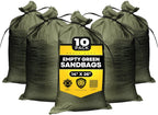 Empty Sandbags Military Green with Ties 14" x 26" - Woven Polypropylene Extra Heavy Duty Sand Bags Flood Protection