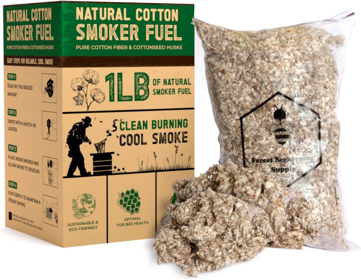 -Hive bee Smoker Fuel | All Natural Cotton Fiber |1 LBS Bag