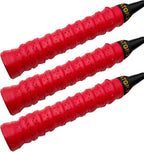 Tennis Grip Tacky Tennis Racket Grip Tape Absorbent Anti-Slip Tennis Overgrip for Tennis Badminton Pickleball Racquet Handle Grip with Damping Ridges Overgrips (Red)
